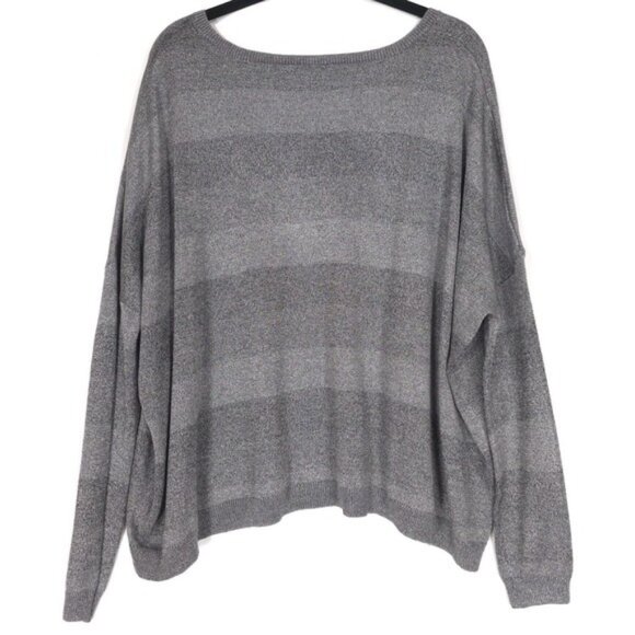 Theory WOOL Blend Women's Pullover Sweater MEDIUM Gray Striped APRILY C LUSTROUS - Picture 4 of 10